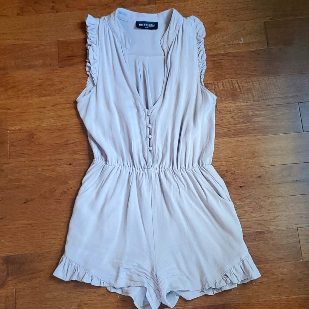 Kittenish Cream Ruffled Jumpsuit